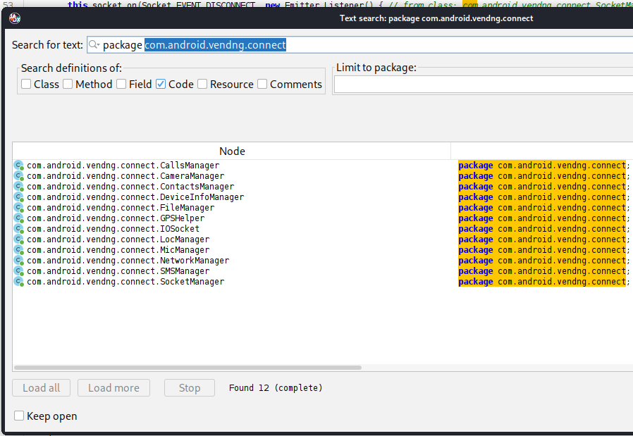 jadx search results for com.android.vendng.connect package
